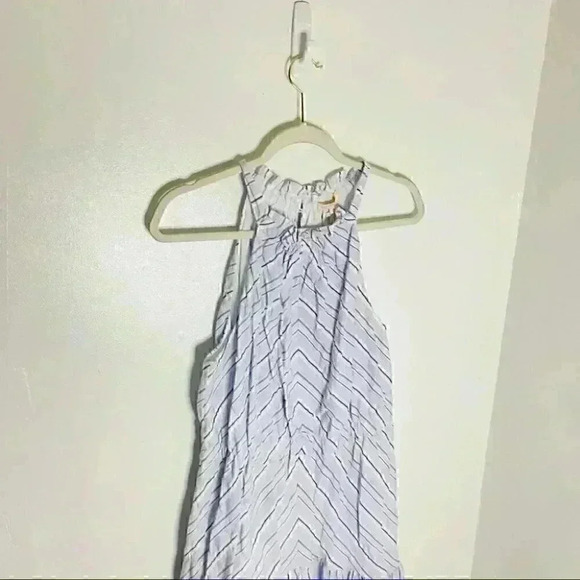 Rebecca Taylor Blue White Stripe Halter Neck Mini Dress Large - Picture 9 of 9